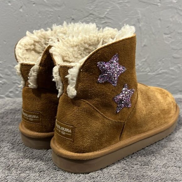 🔥🔥 Girls' Koolaburra by UGG Koola Star Sequin Mini Suede Boots tan/purple Sz 5 - Picture 2 of 11